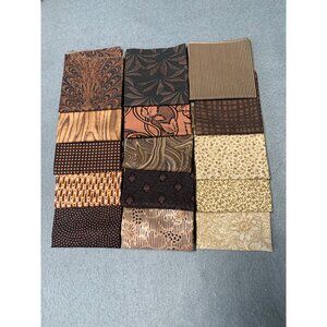 Brown & Beige Quilting Fabric Squares 11x6 Cotton Craft Supplies With Various Pa